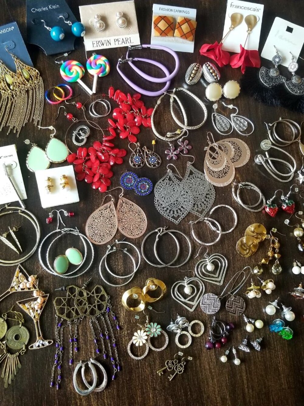 GIANT Vintage to Modern Statement to Dainty Metal Earrings 54 Pair Lot Wearable